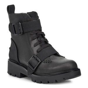 Like New UGG Noe Moto Combat Lug Leather Boot in Black Size 8.5